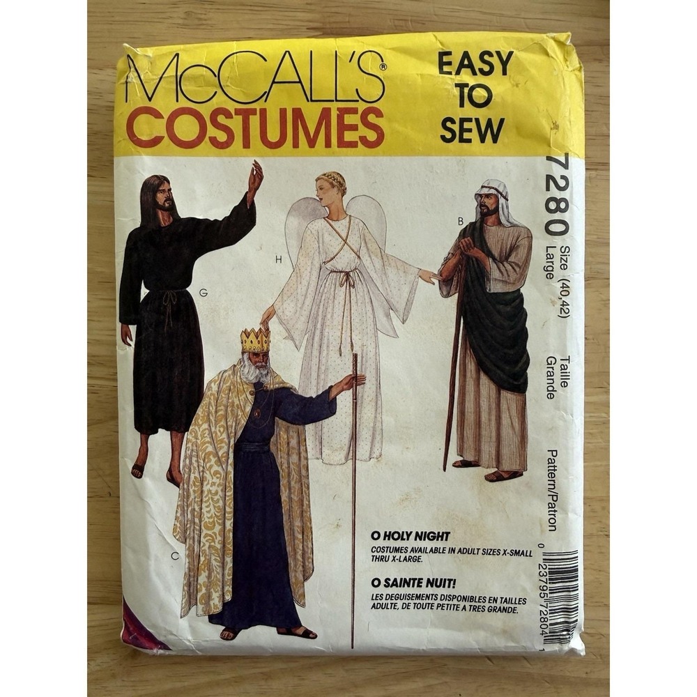 McCall's Pattern 7280 O Holy Night BIBLE Character Costumes Adult Large 40-42 UC
